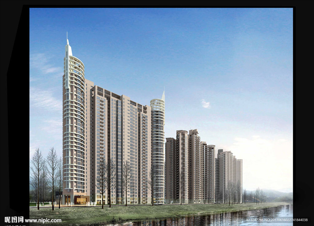 河北高层住宅区建筑效果图