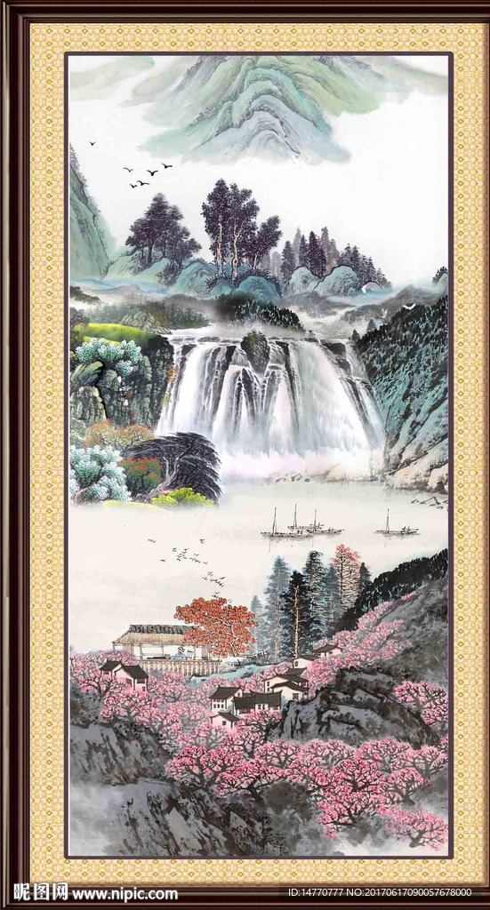 竖幅国画山水