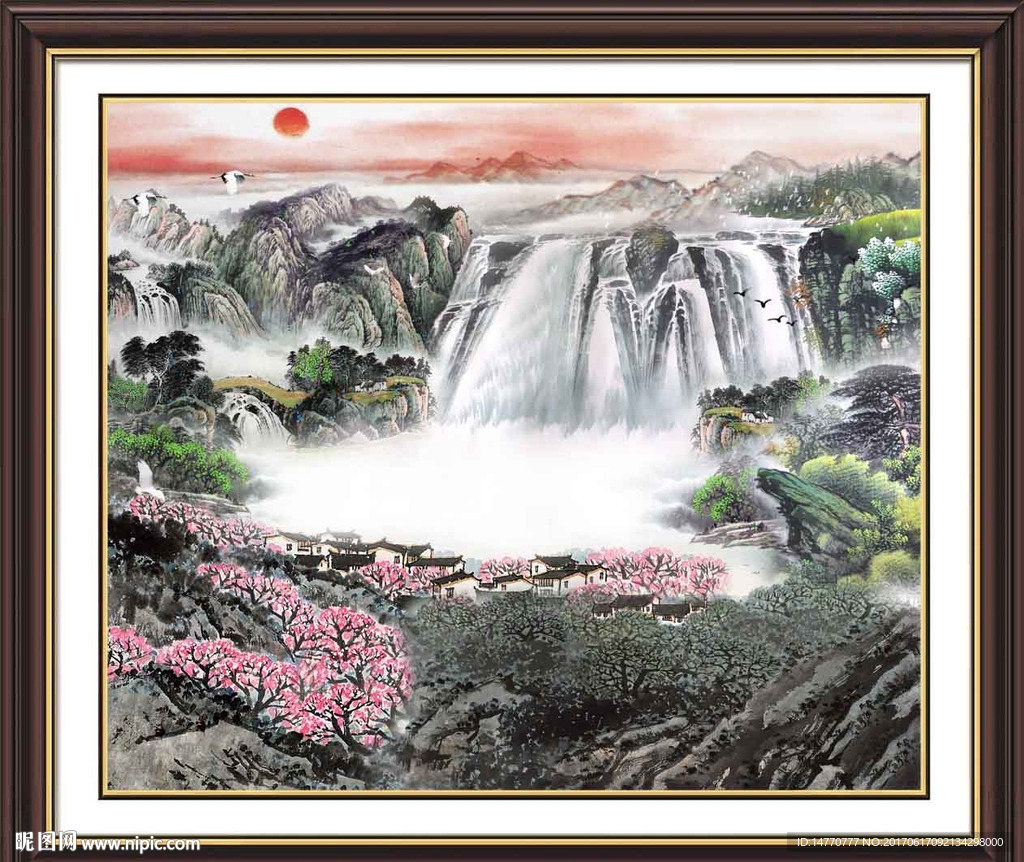 国画山水 流水生财