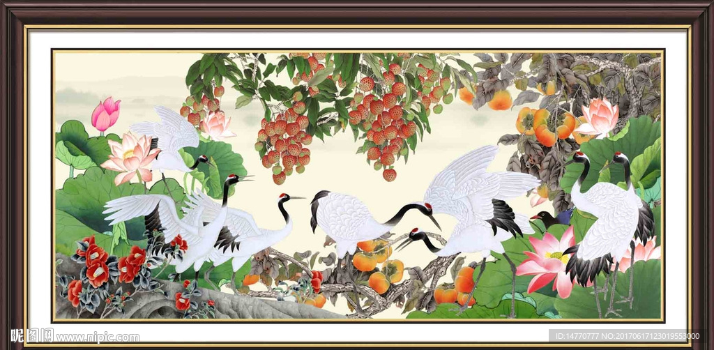 仙鹤花鸟图