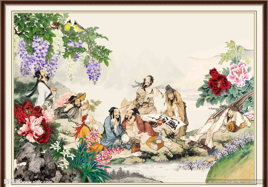 国画花鸟八仙图