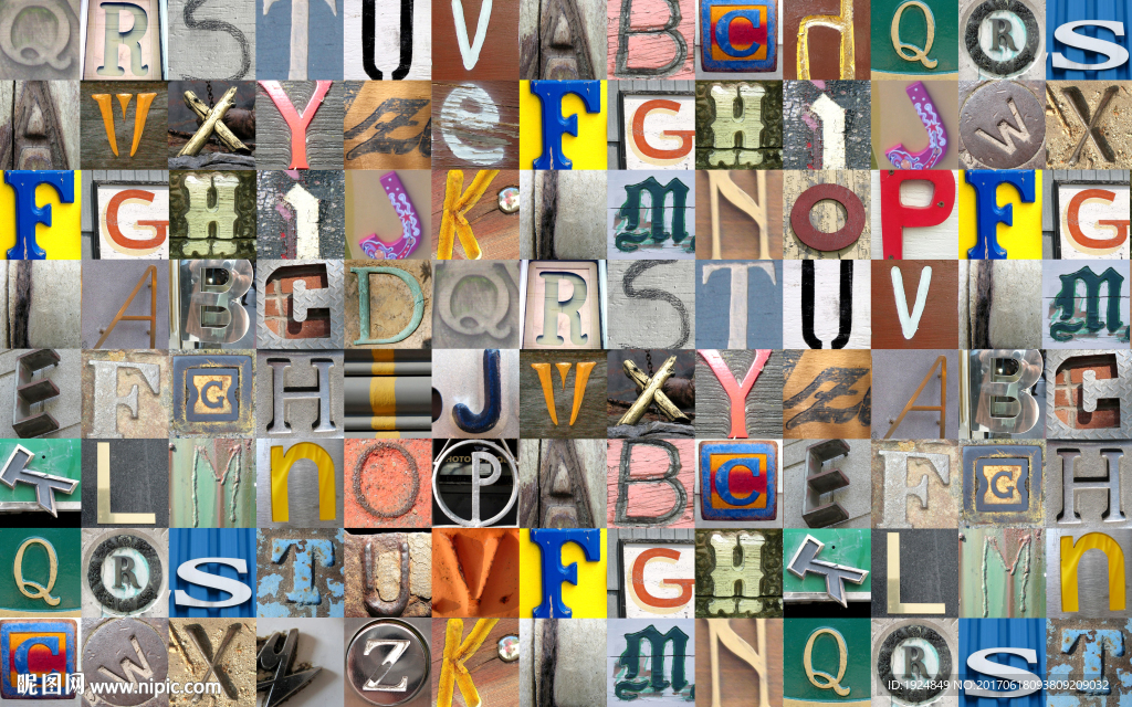 英文字母拼接壁画