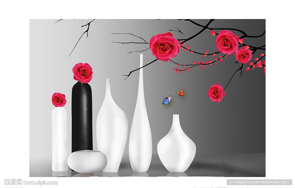 玫瑰花卉装饰画图片