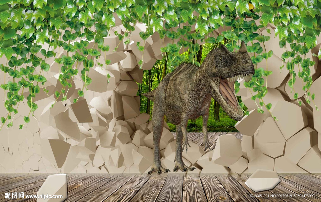 3d背景墙 恐龙