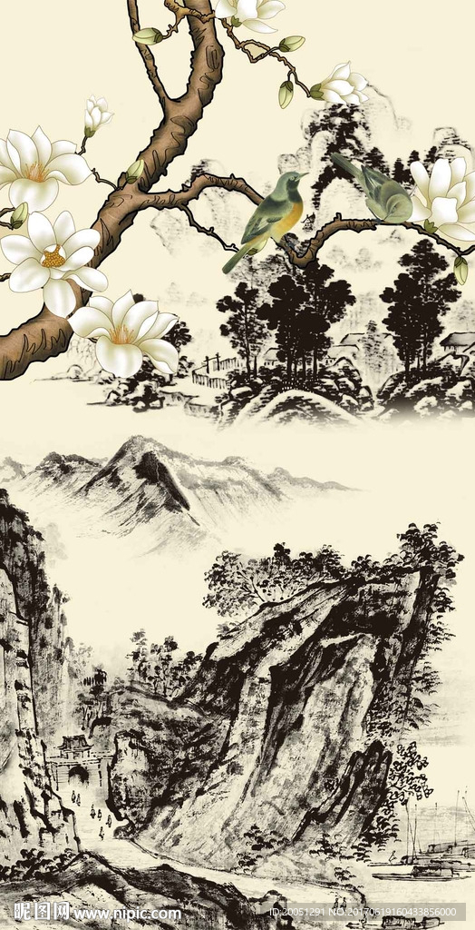 水墨国画花鸟