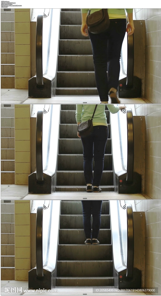 女人乘坐电梯上楼