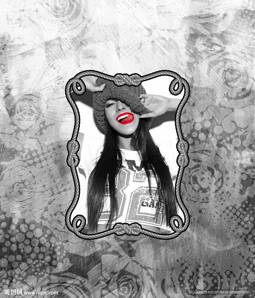 背景相框美女