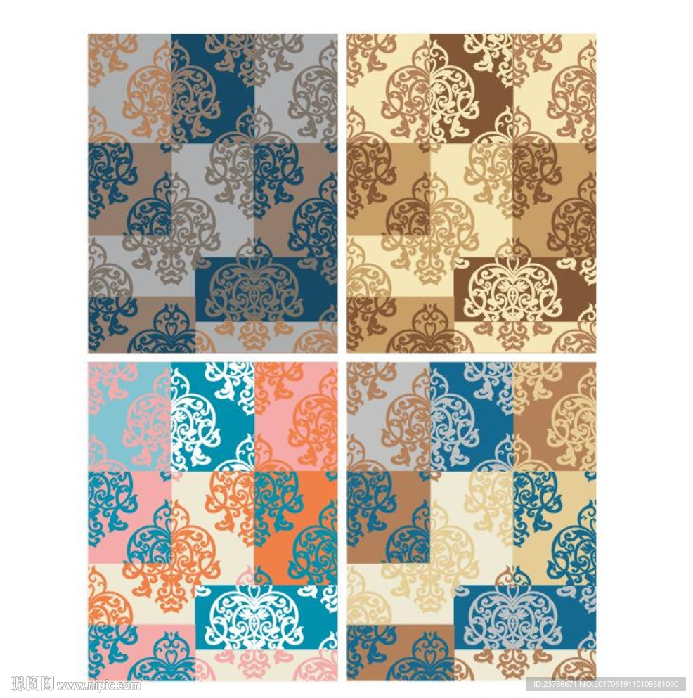 欧式古典花纹印染图