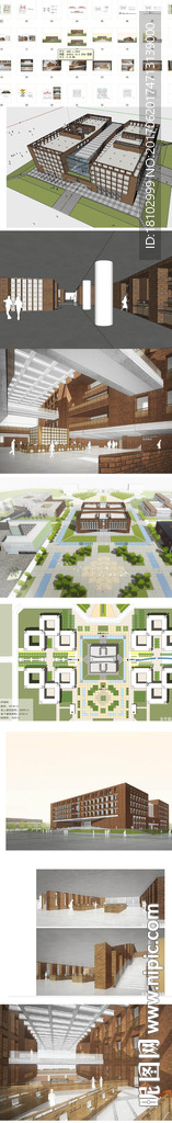 图书馆建筑su草图模型含cad