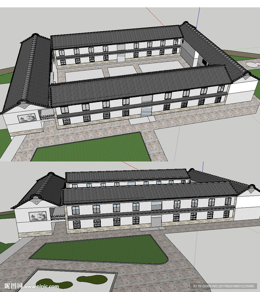 白族宾馆建筑草图SU模型