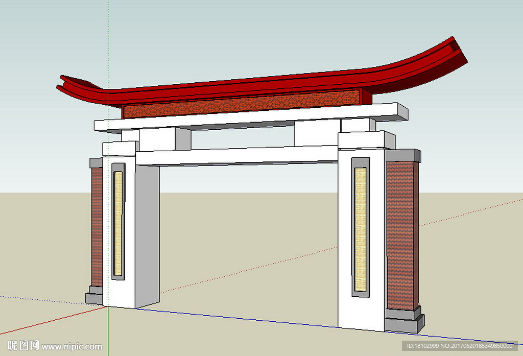 闽南牌坊建筑草图大师SU模型