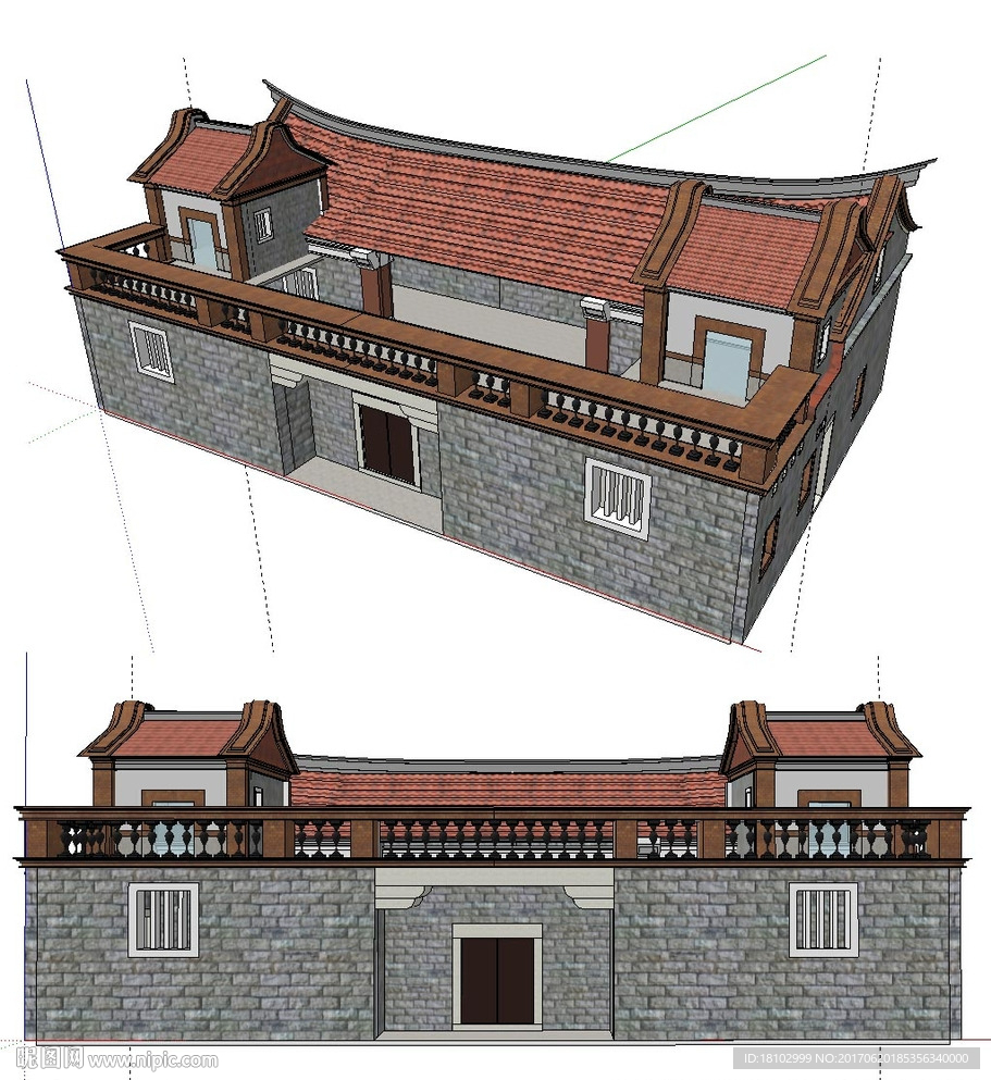 闽南宋代古民居建筑草图大师SU