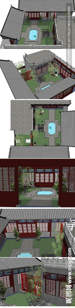 中庭SU景观草图大师模型skp