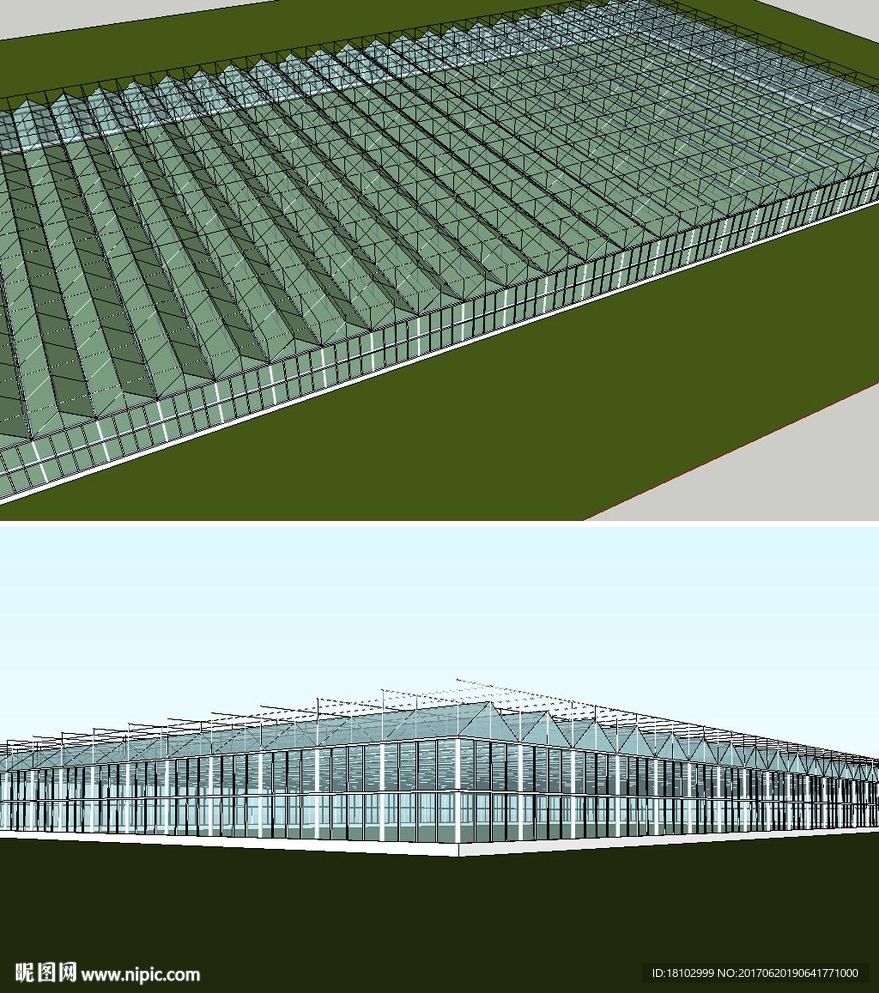 大型温室大棚框架草图模型