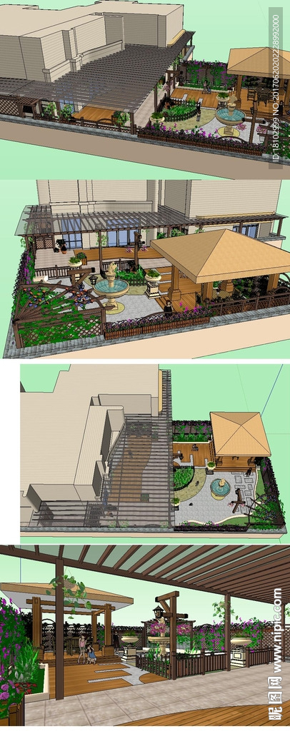 精品露台景观草图大师SU模型