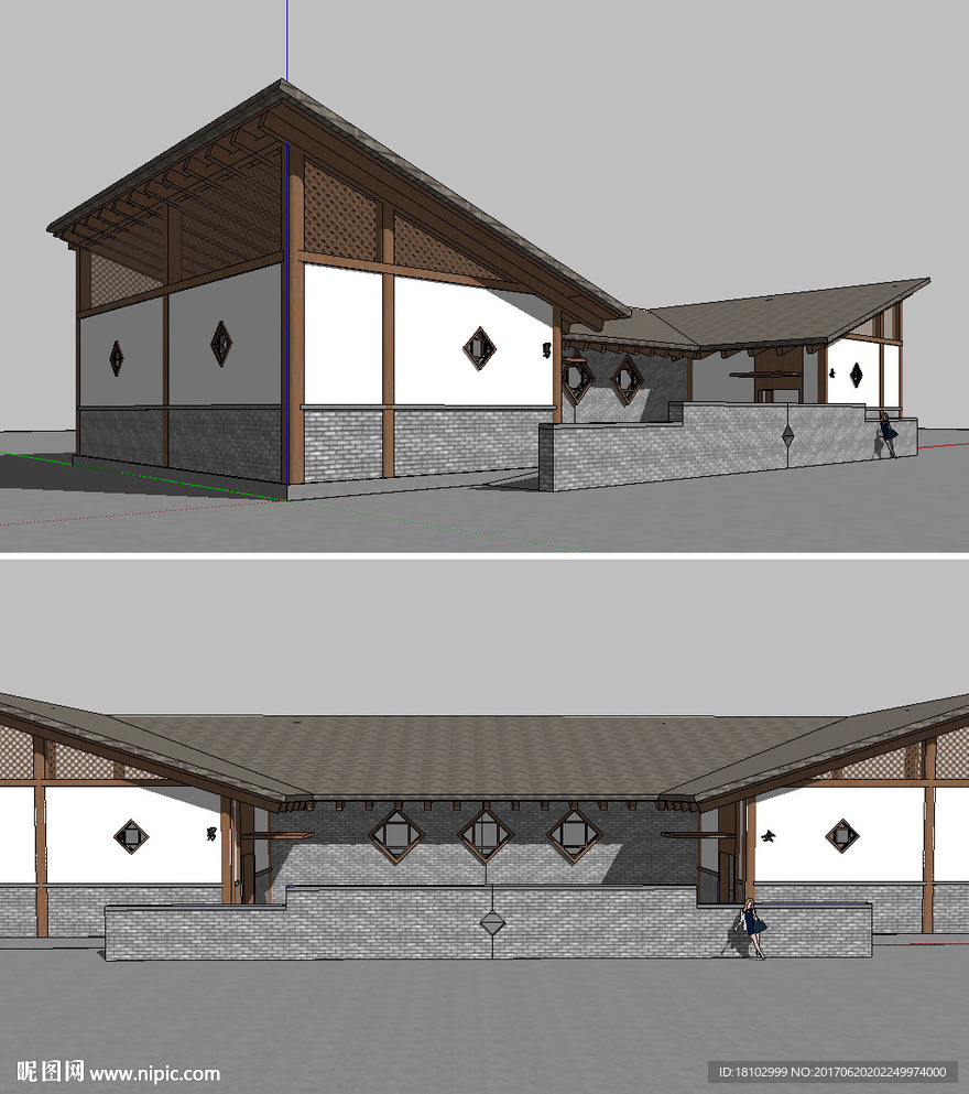 中式卫生间建筑草图大师SU模型