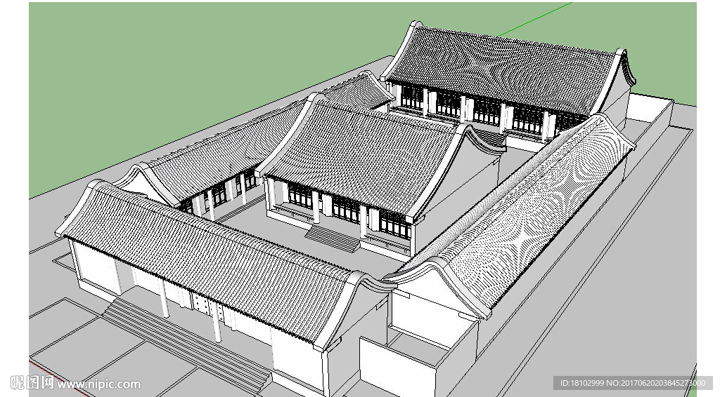 祠堂建筑草图大师SKP模型