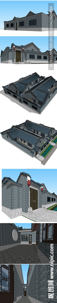 岭南别墅建筑草图大师SU模型