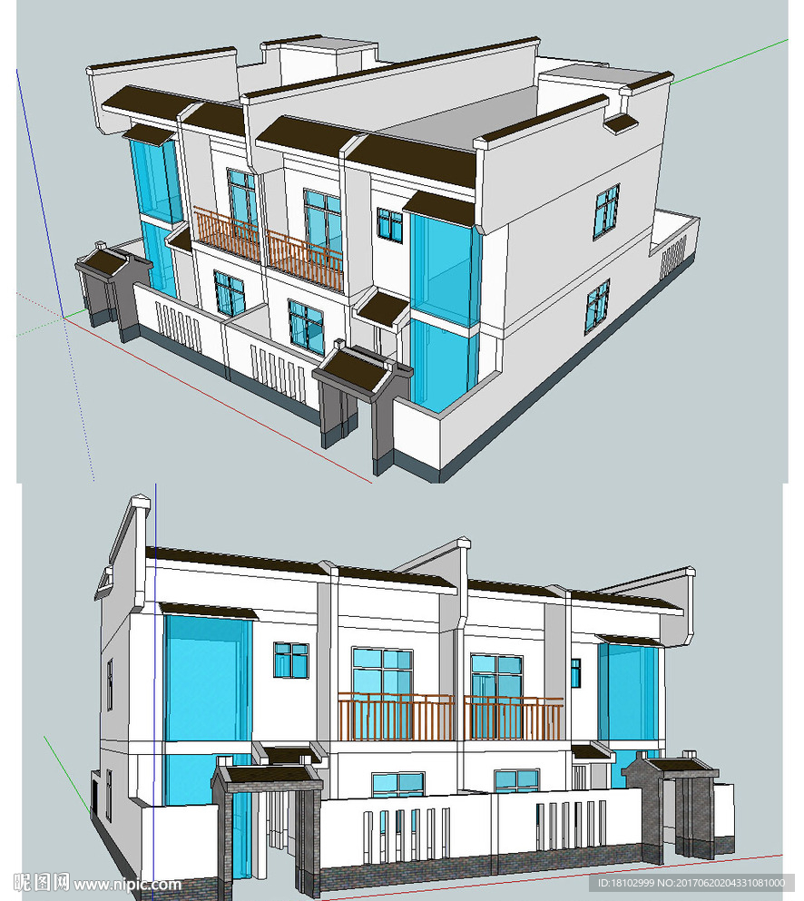 岭南别墅建筑草图大师SU模型