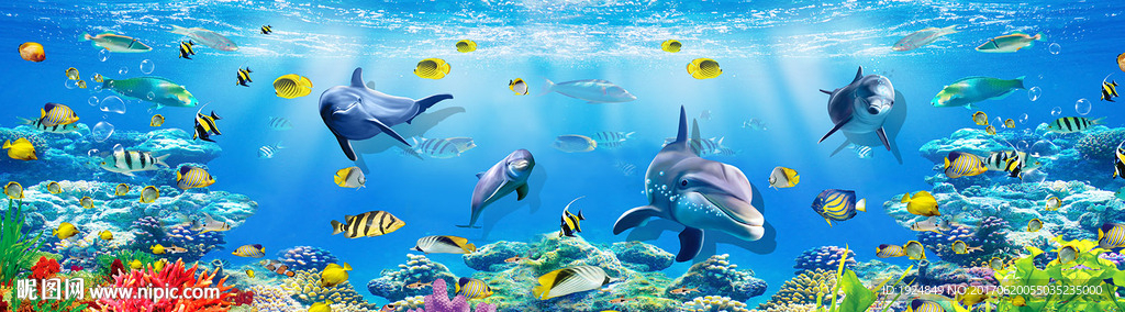 海底世界长幅壁画