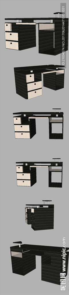 电脑桌SU模型设计