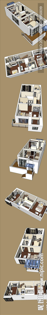 三层现代家居室内家装楼层设计