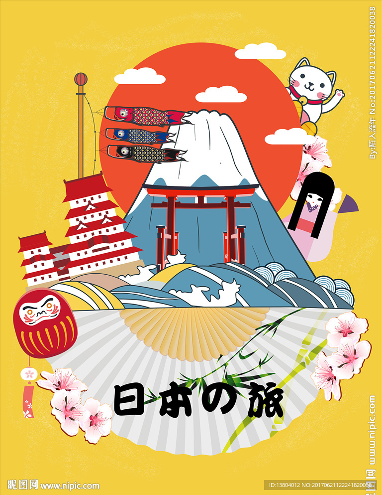 日本旅游 日本扁平化旅游海报