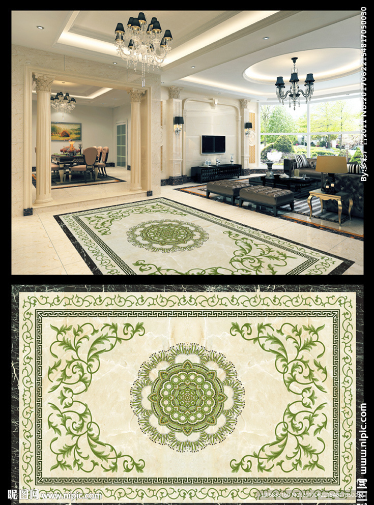 客厅地拼 主题地砖 抛晶砖