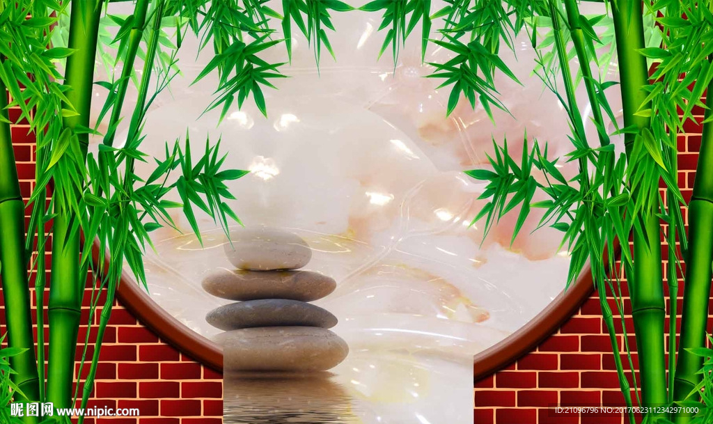 大型壁画竹子