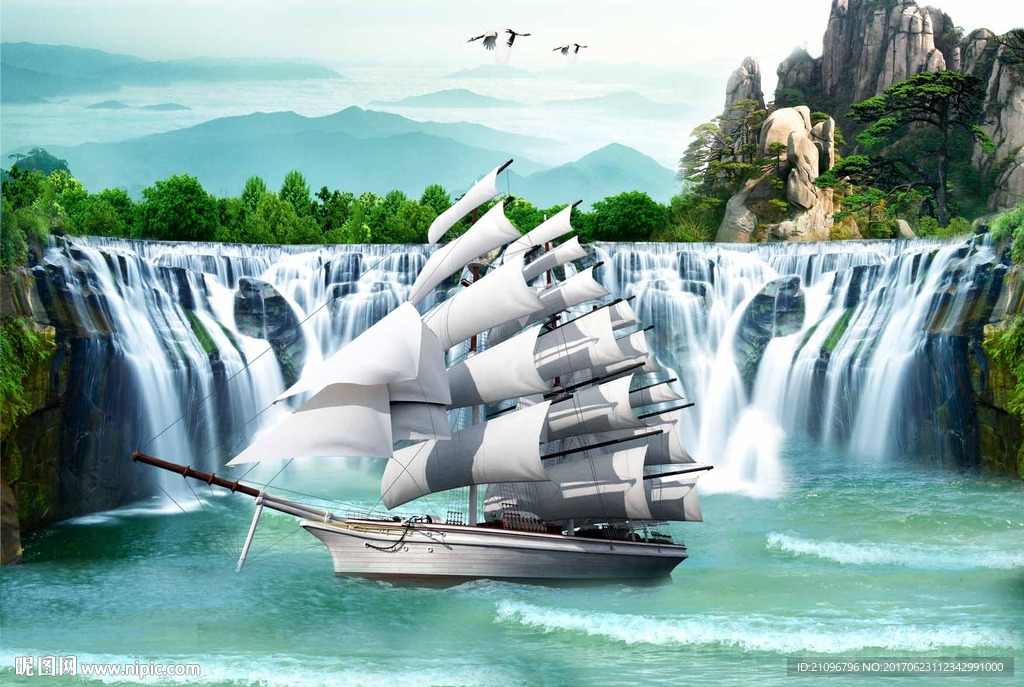 一帆风顺 山水风景