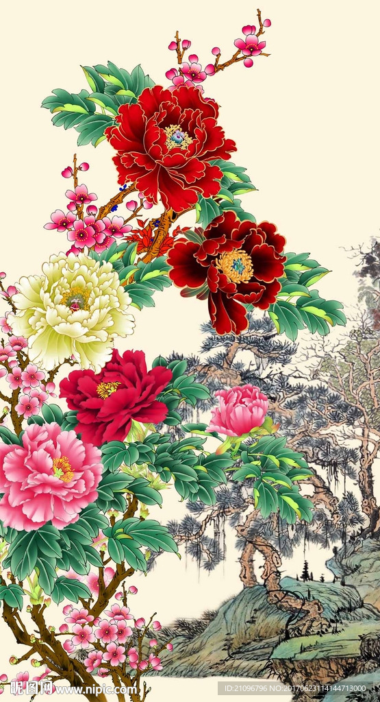 国画牡丹玄关