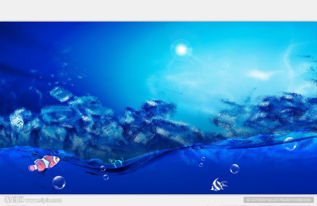 蓝色深海海报背景