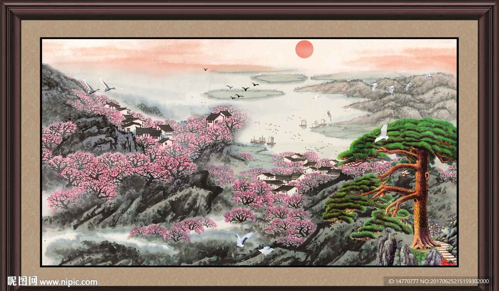 国画迎客松