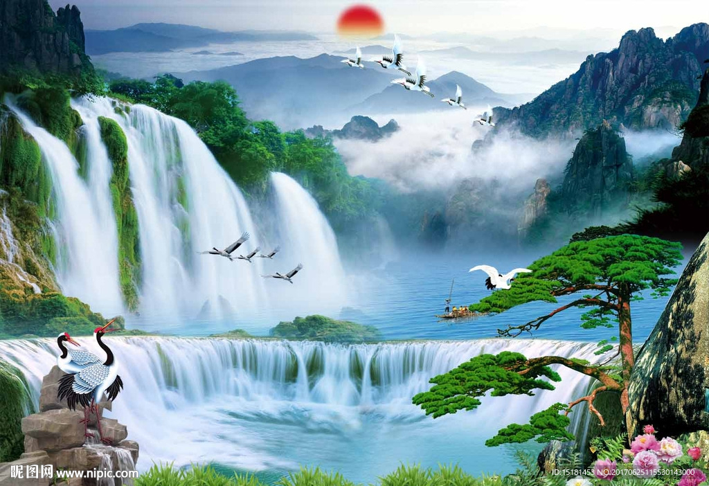 山水风景迎客松