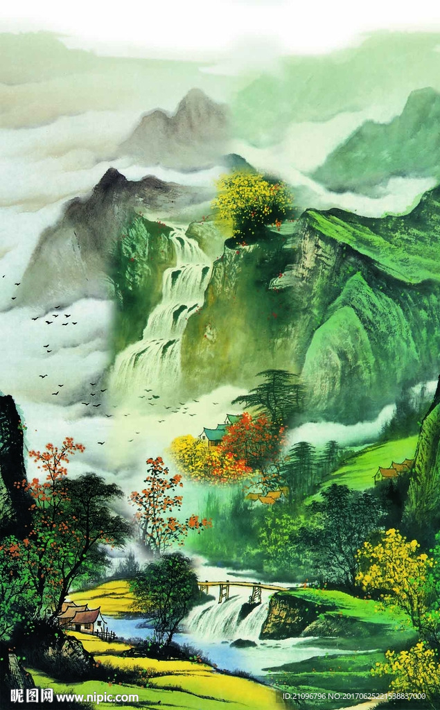 山水国画玄关