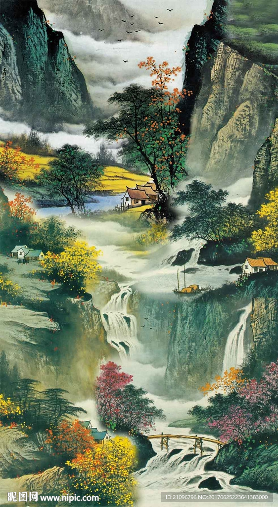 山水国画玄关