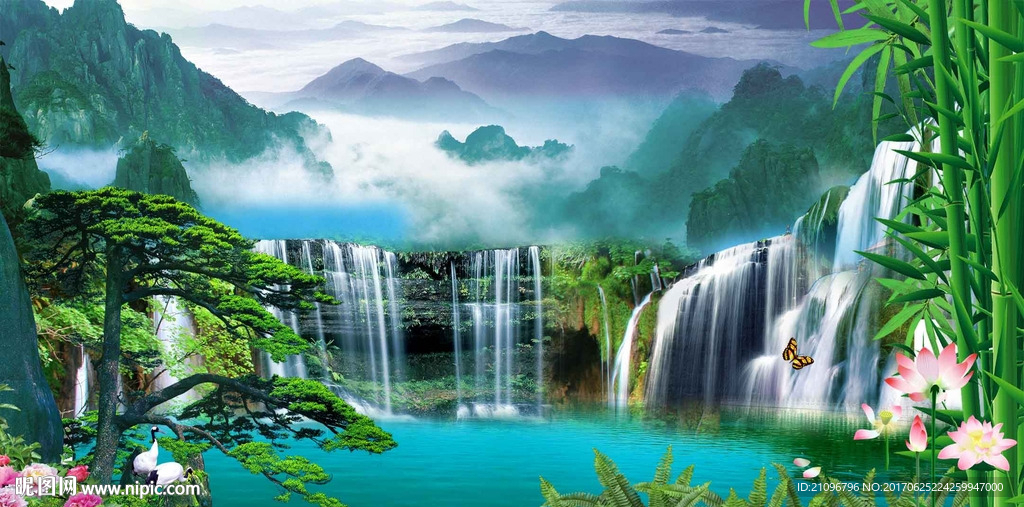 山水风景背景墙