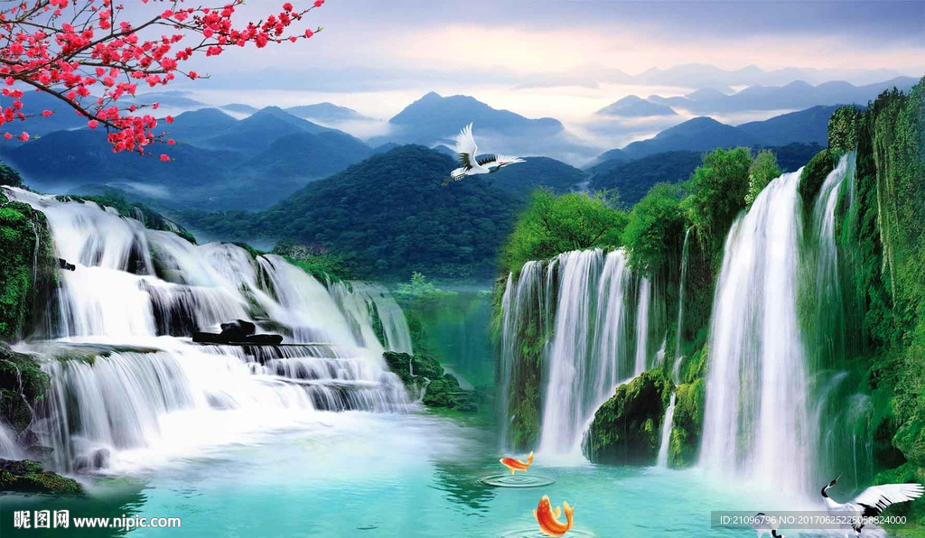 山水风景背景墙