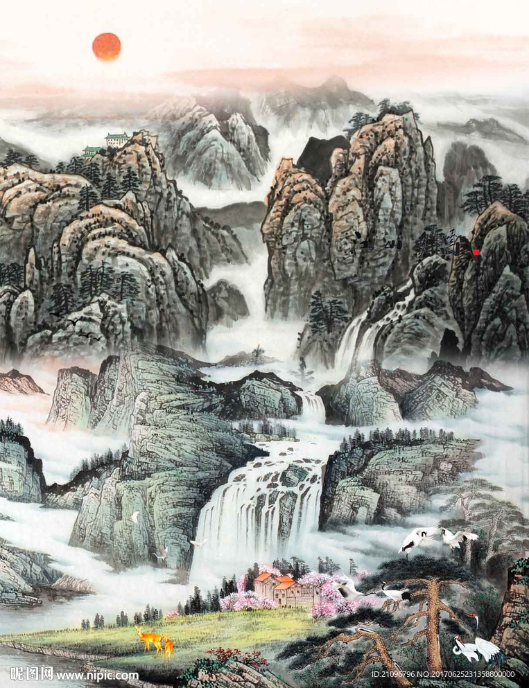山水国画玄关
