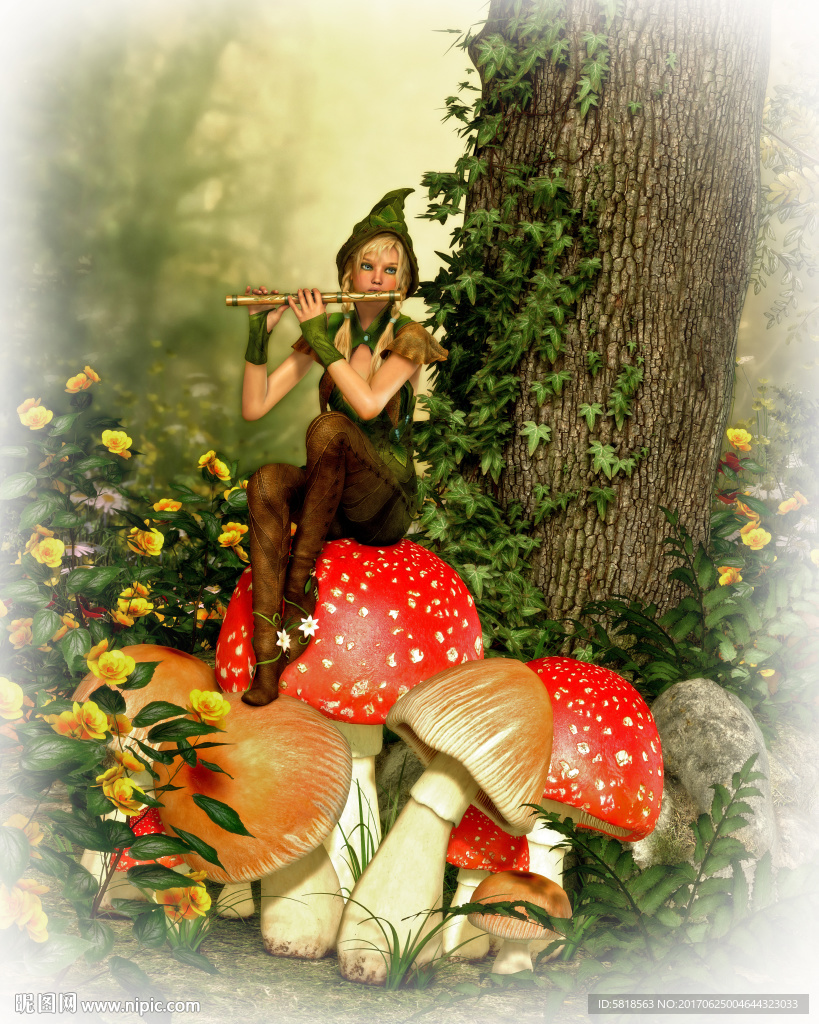 3D梦幻童话森林植物精灵