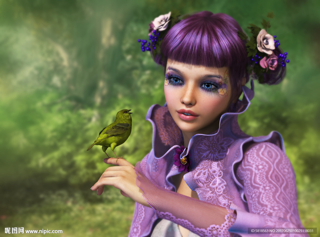 3D梦幻童话森林花朵精灵