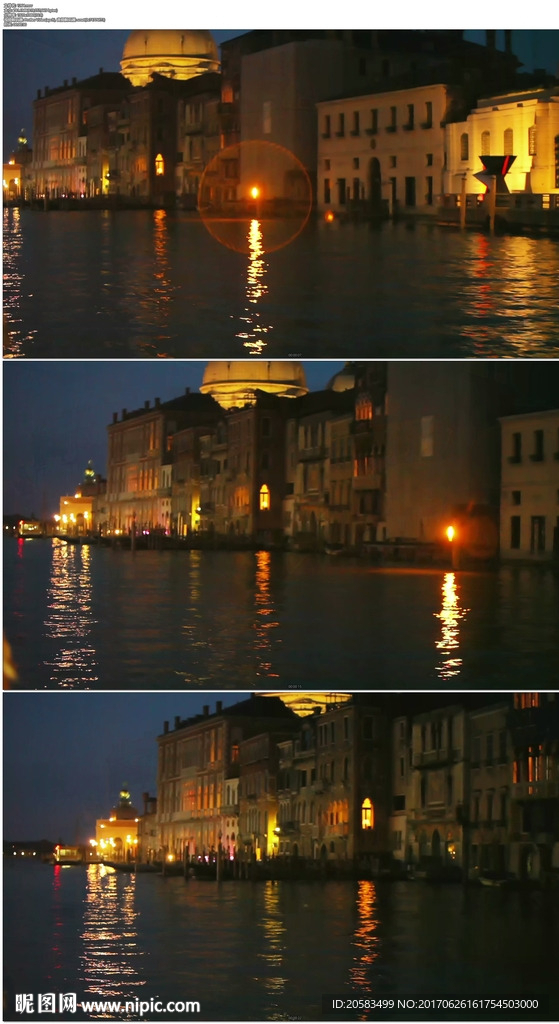 夜间的威尼斯水城