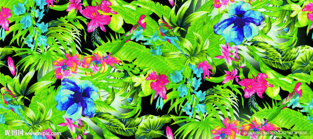 手绘花叶图