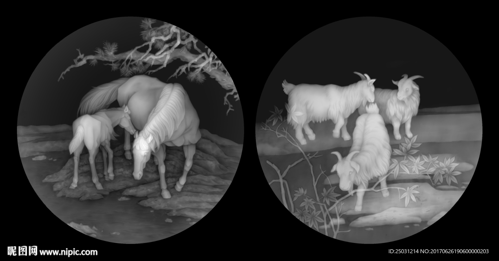 灰度图 十二生肖 马羊