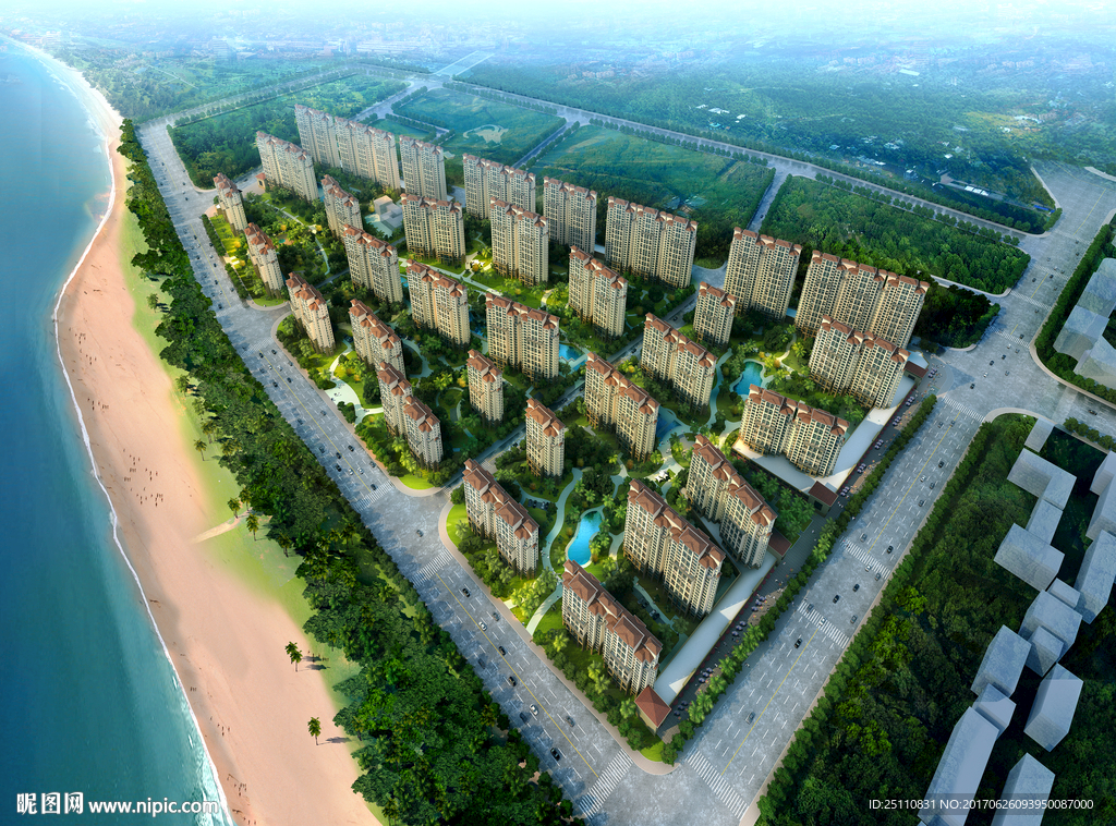 海滩城市建筑图