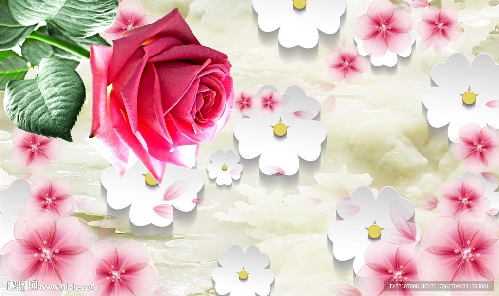 3D玫瑰花朵