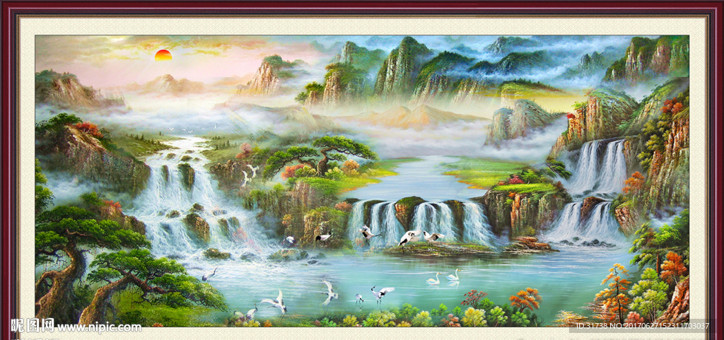 聚宝盆油画图