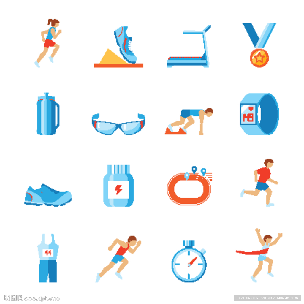 精致矢量跑步运动图标