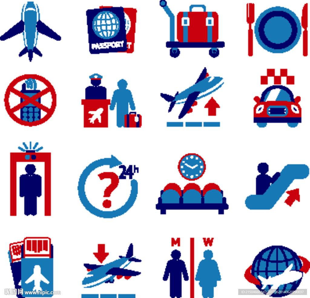 精致矢量机场航班图标