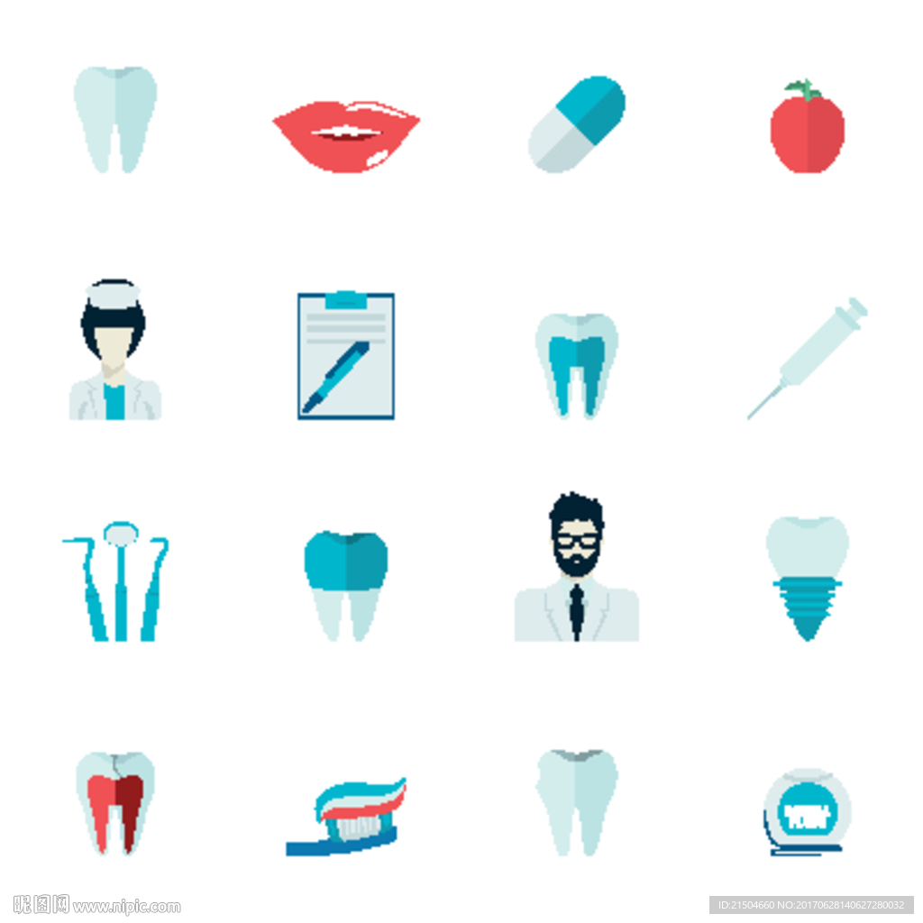 精致矢量牙医牙科卫生图标